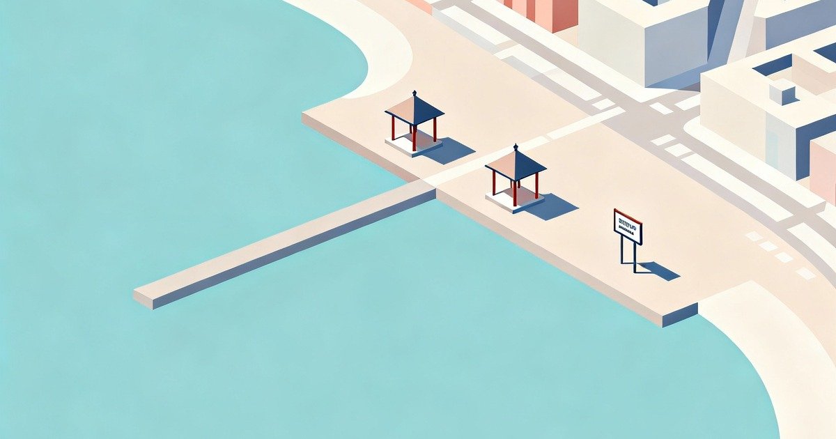 Stylized map scene indicating staged checkpoints.